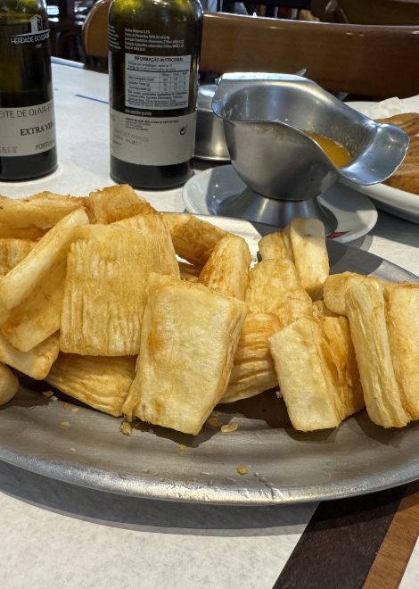 Fried cassava served with melted butter