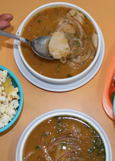 Encebollado, tuna soup with yuca