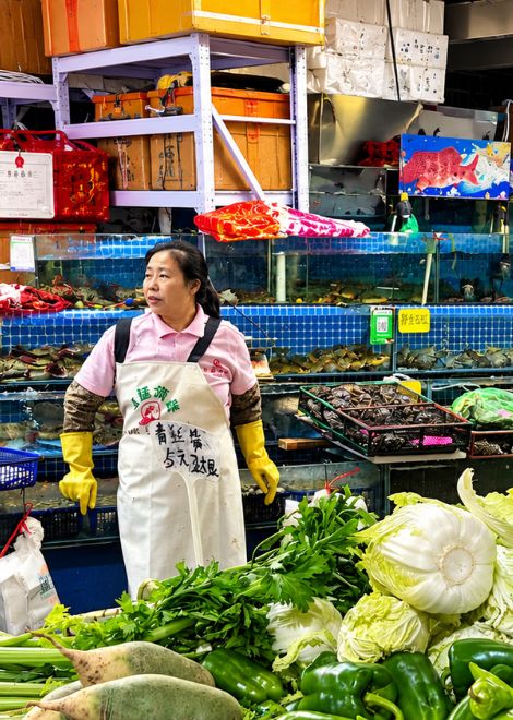 Fresh produce piled high at a local neighbourhood market.