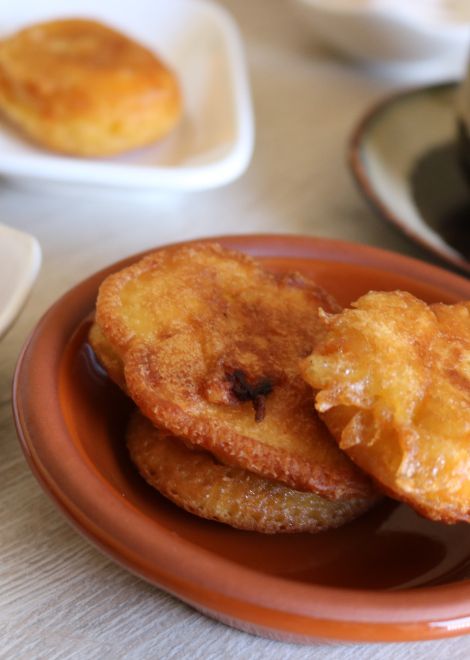 Sign off on a sweet note with plantain fritters and Ecuadorian guava meringue