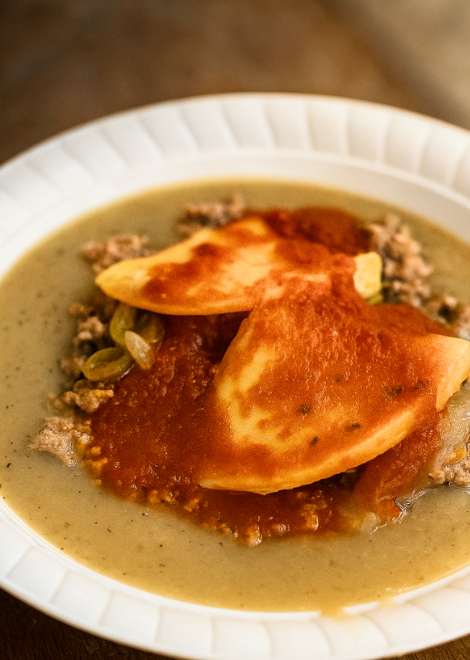 A Yucatan speciality - queso rellango with edam cheese
