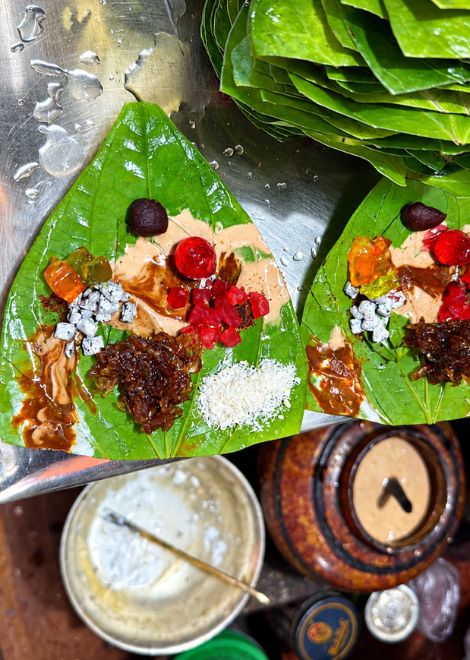 Conclude on a sweet note with a freshly folded paan.