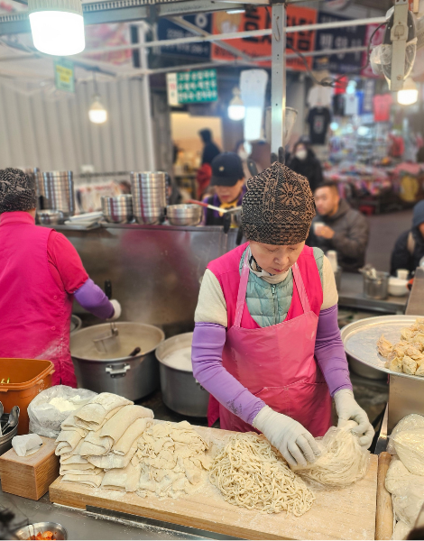 Noodle dough expertly cut for each strand