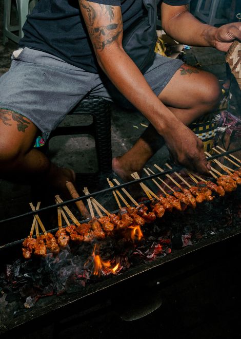 Grilled sate on the streets of Denpasar