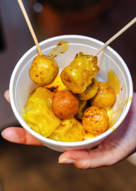 Hong Kong's famous curried fishballs