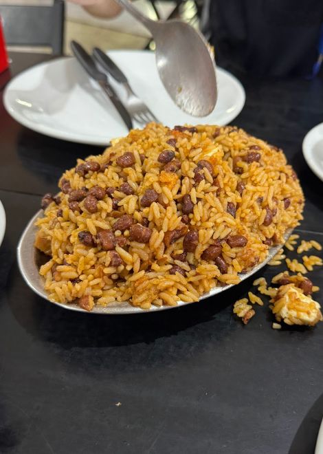 Baião de dois, rice and beans with cheese and dried beef