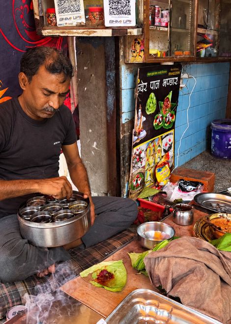 Paan folded fresh on the spot.