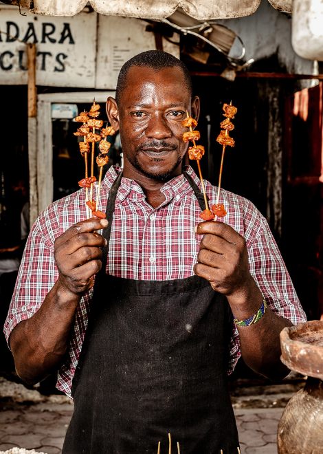 Grilled octupus on the streets of Mombasa