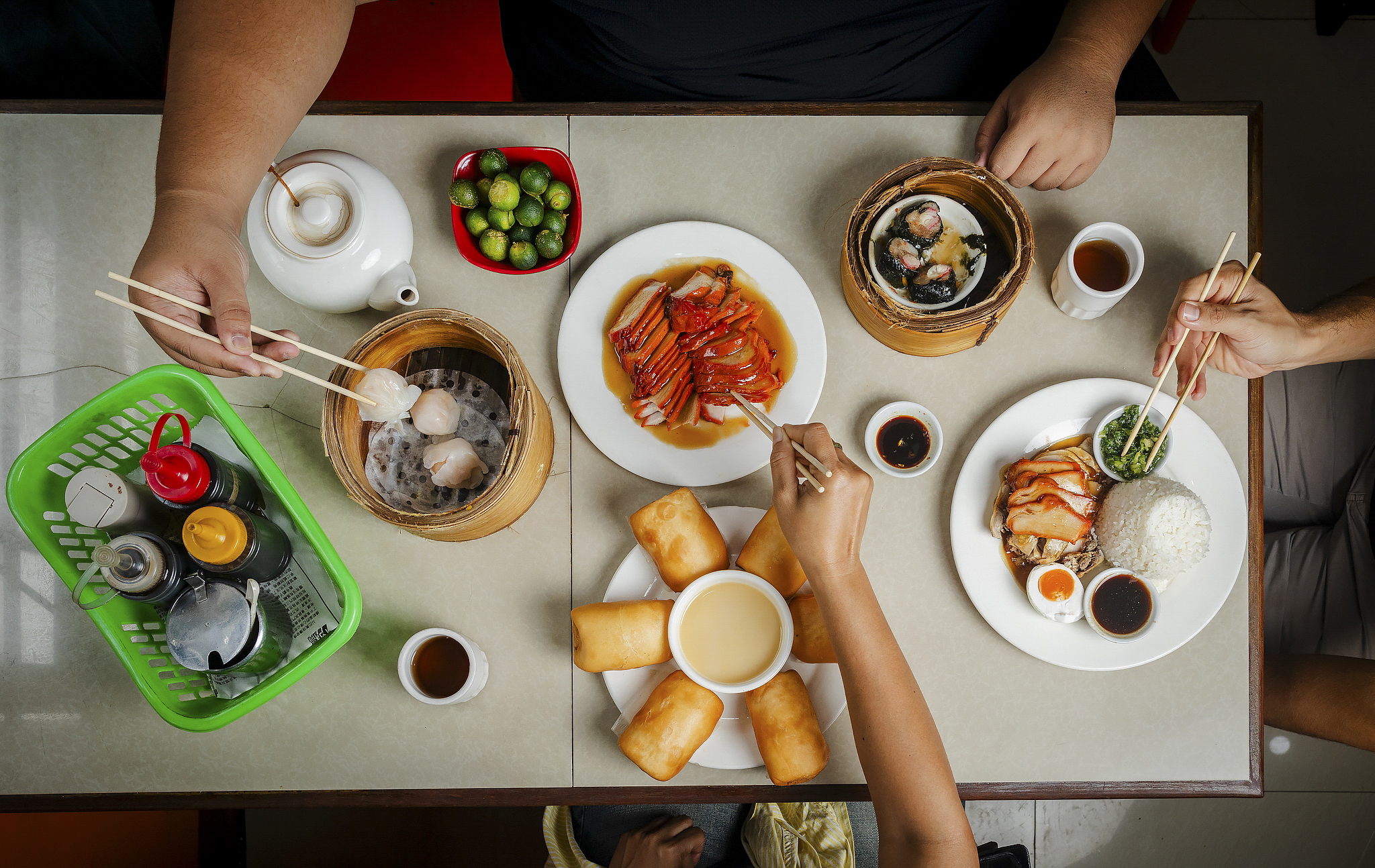 Work your chopsticks over steaming dim sum and asado meats