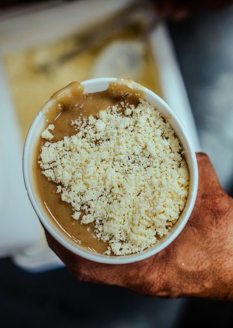 Tangy pesada de nance topped with salty local cheese.