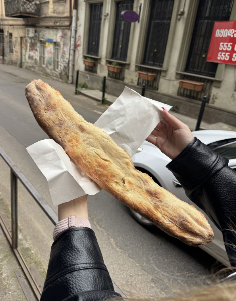 Freshly baked shoti long bread