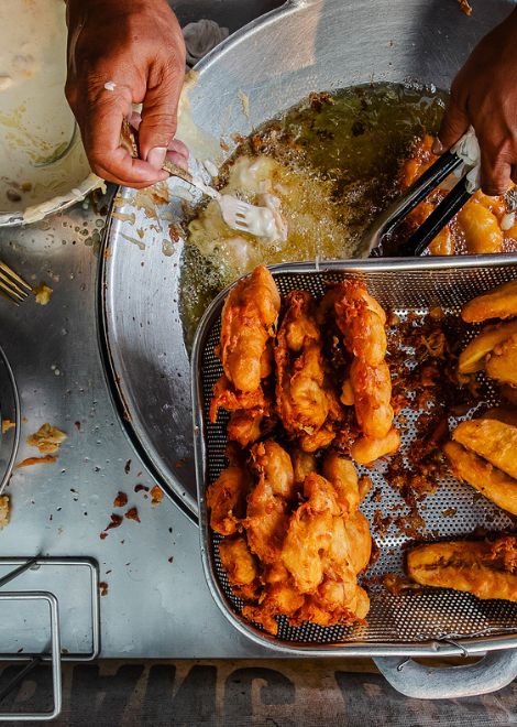 Golden fritters bursting with the rich, tropical sweetness of cempedak.