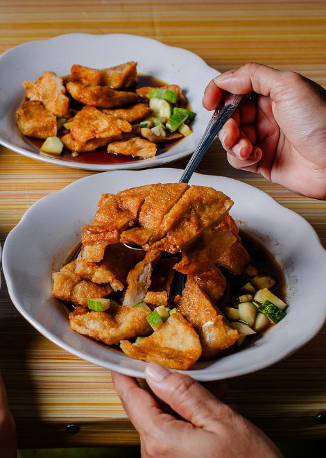 Tender fish cakes with the unmistakable sweet, sour and spicy kick of cuko.
