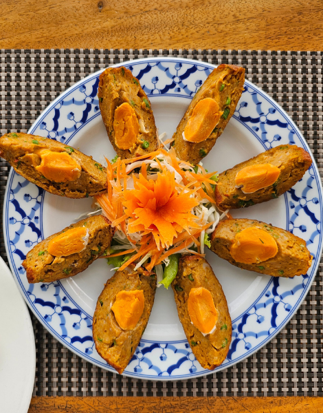 Don't miss our secret dish of the island - fish cakes with chaiya salted egg 