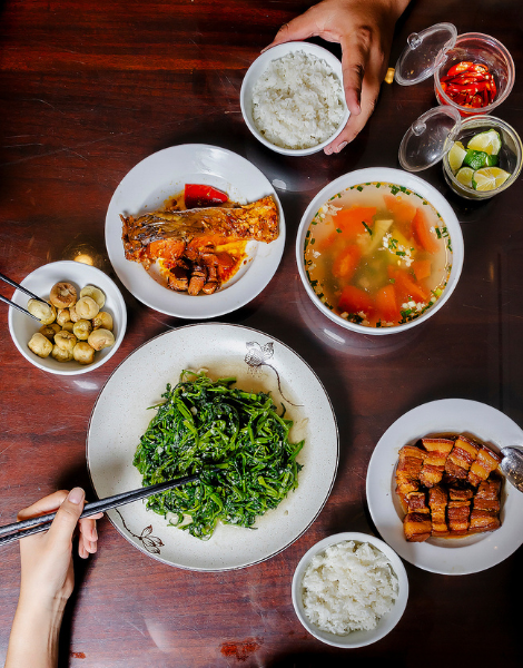 A tasty spread from nearby the morning market