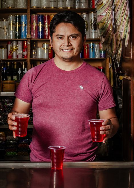 Fragrant agua de pítimas, a traditional herbal drink from Cuenca.