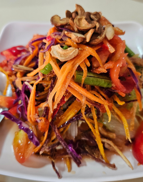 Colourful and different papaya salad like no other you've tried before
