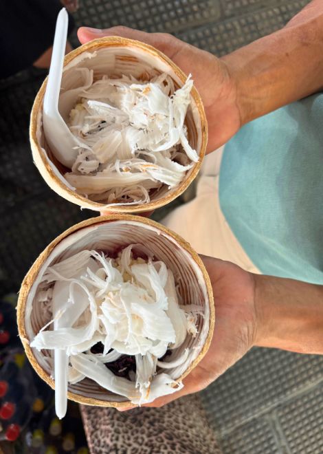 Ta-pae, a traditional Cambodian treat of fermented rice and coconut.