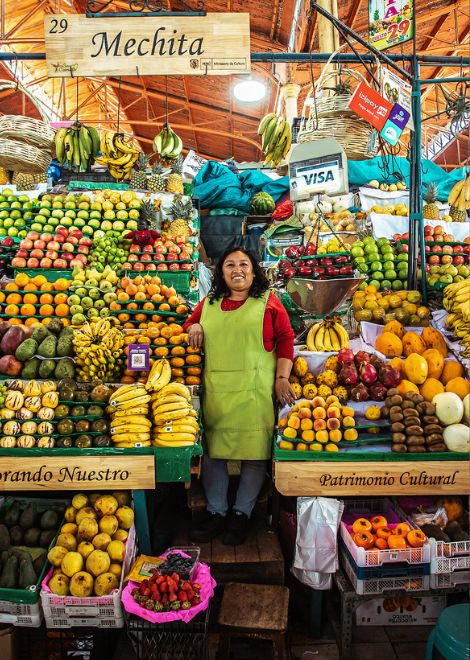 A colourful display of Peru's finest seasonal fruits.