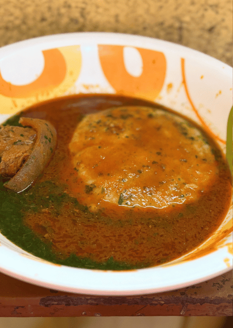Tuo zaafi, soft maize dough with a rich Ghanaian beef soup.