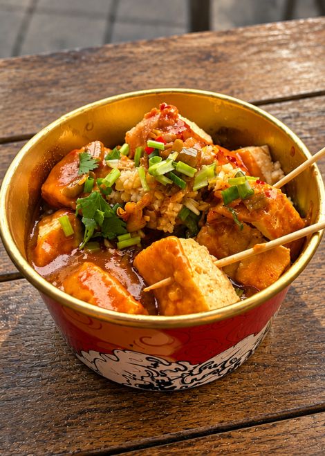 Sauced fermented tofu, punchy and full of flavour.