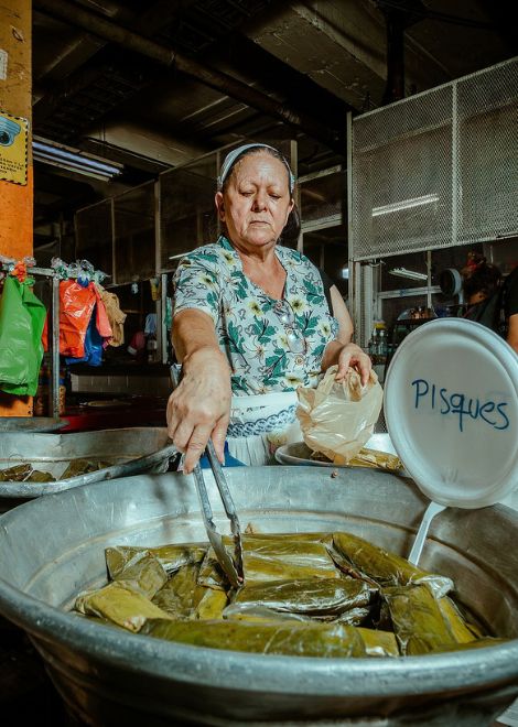 Hot, freshly steamed tamales ready for the lunchtime rush.