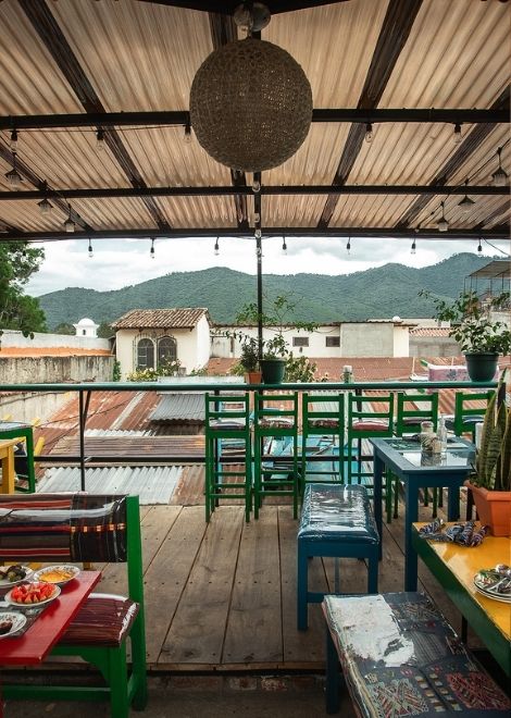 Pause for a bite with a view over Antigua.