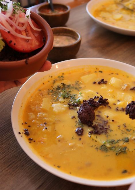 Yahuarlocro, Andean potato soup with lamb