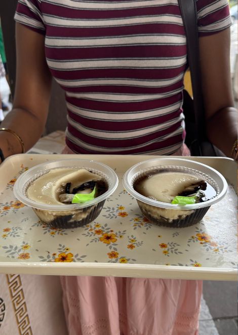 Silken tau fu fa with cooling grass jelly.