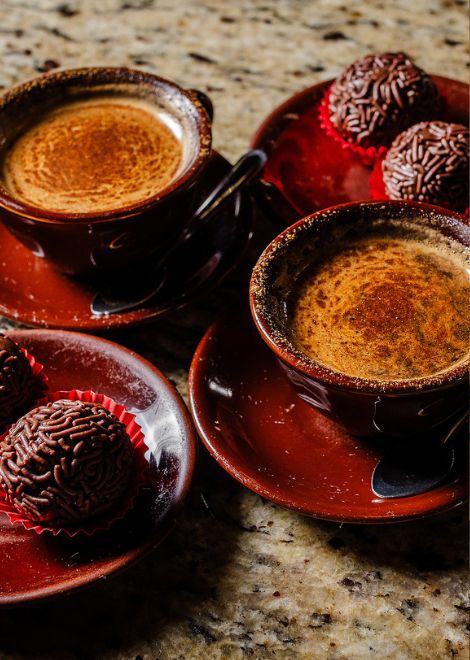 Start strong with Brazilian cinnamon-spiked coffee with brigadeiro