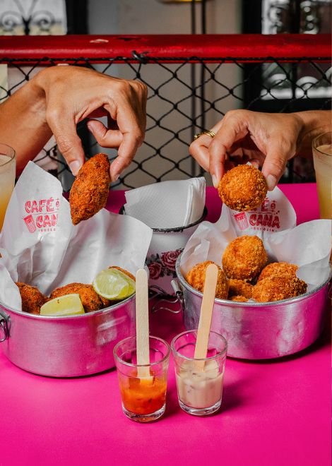 Chicken filled coxinha de esquina