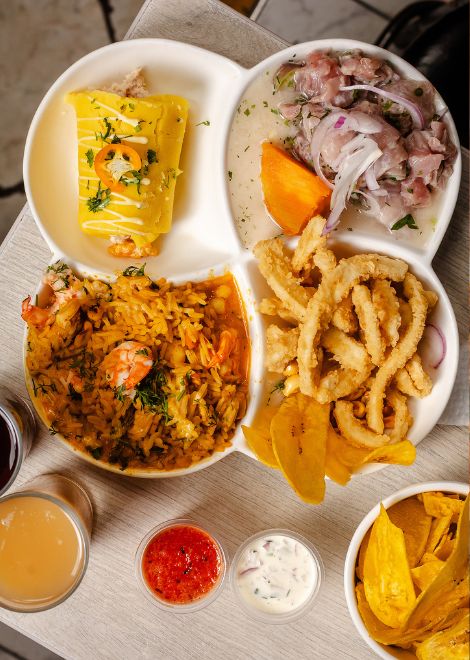 A trio of Peruvian classics, from creamy causa limeña to seafood arroz de mariscos and ceviche.
