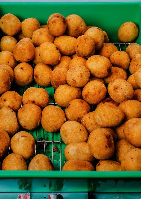 Crisp, golden combro, a West Javanese cassava snack with a fiery filling.