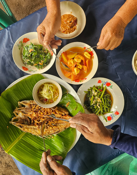 Southern Seafood specialties at the table