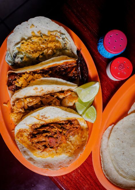 Mixed guisado stewed tacos