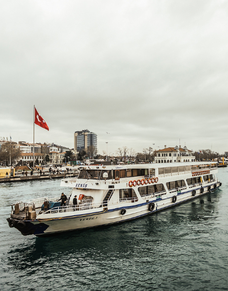 Enjoy a scenic boat ride across the Bosphorus Strait