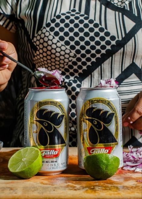 Making a picosita, Guatemala's spicy beer cocktail.