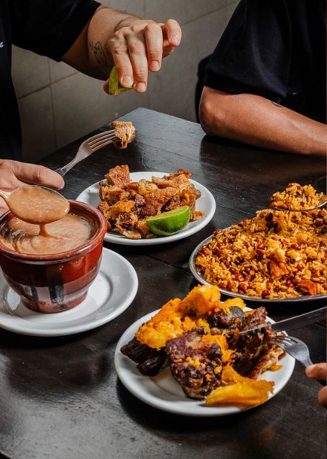 Rice and beans with cheese, sun-dried beef and bean feijao