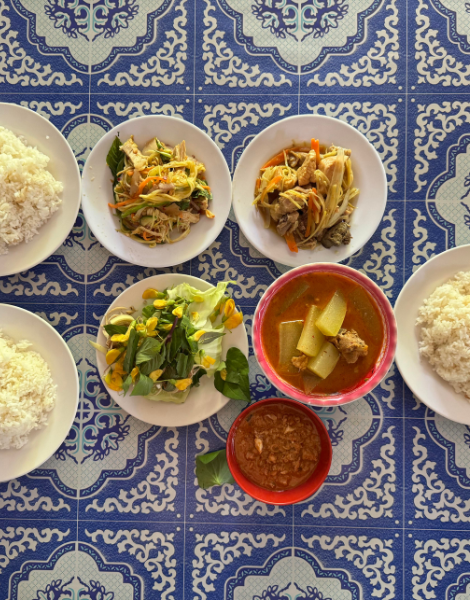 Khmer vermicelli salad amongst other delicacies
