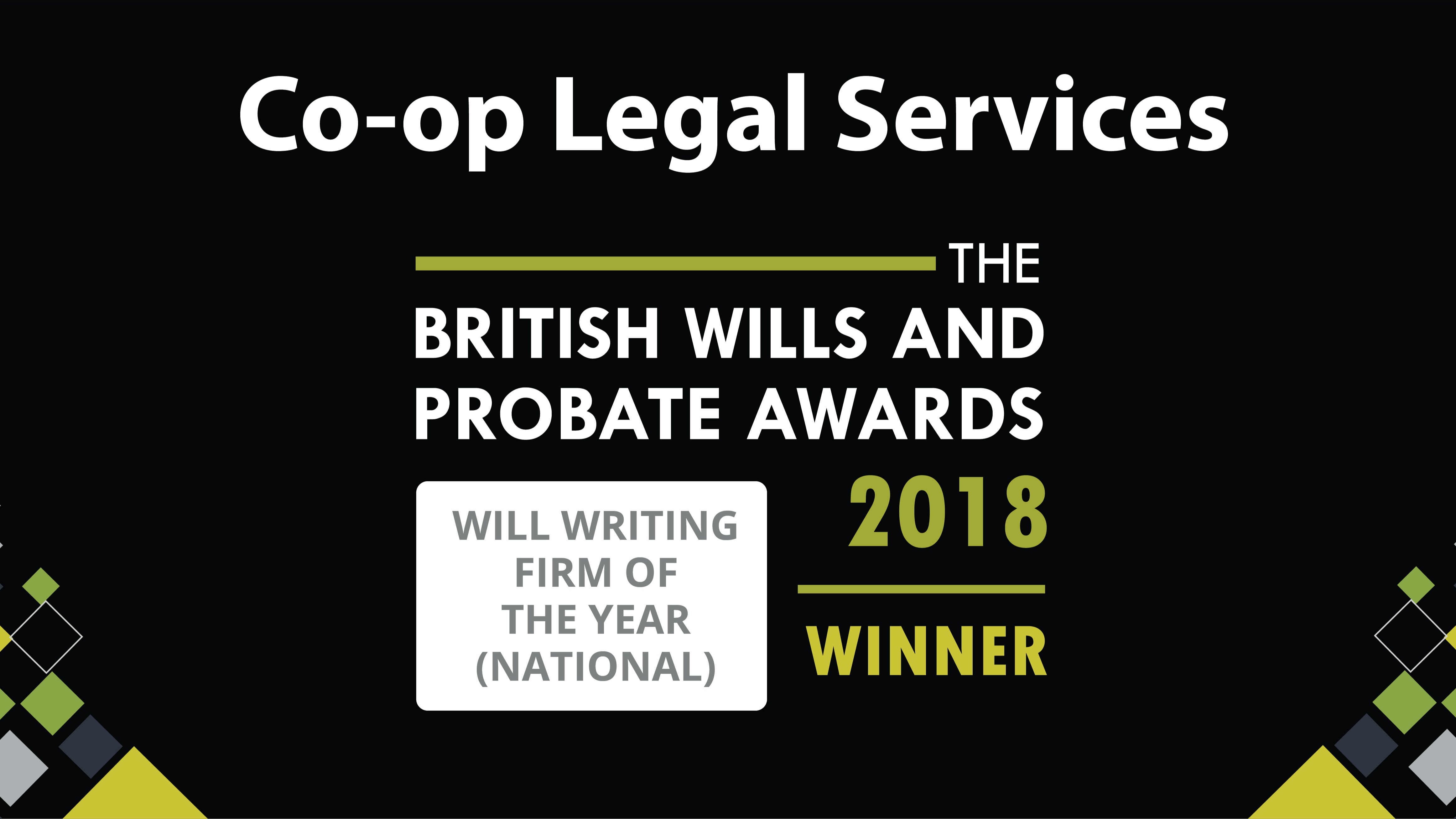 The British Wills and Probate Awards 2018 winner for the national will writing firm of the year