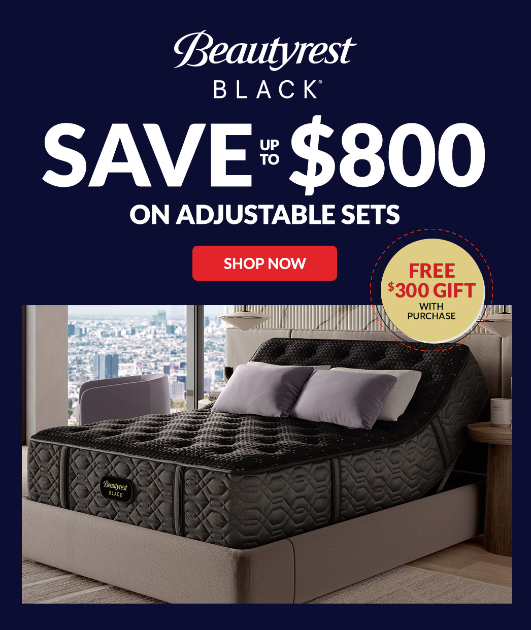 Beautyrest Black save up to $800 on adjustable sets