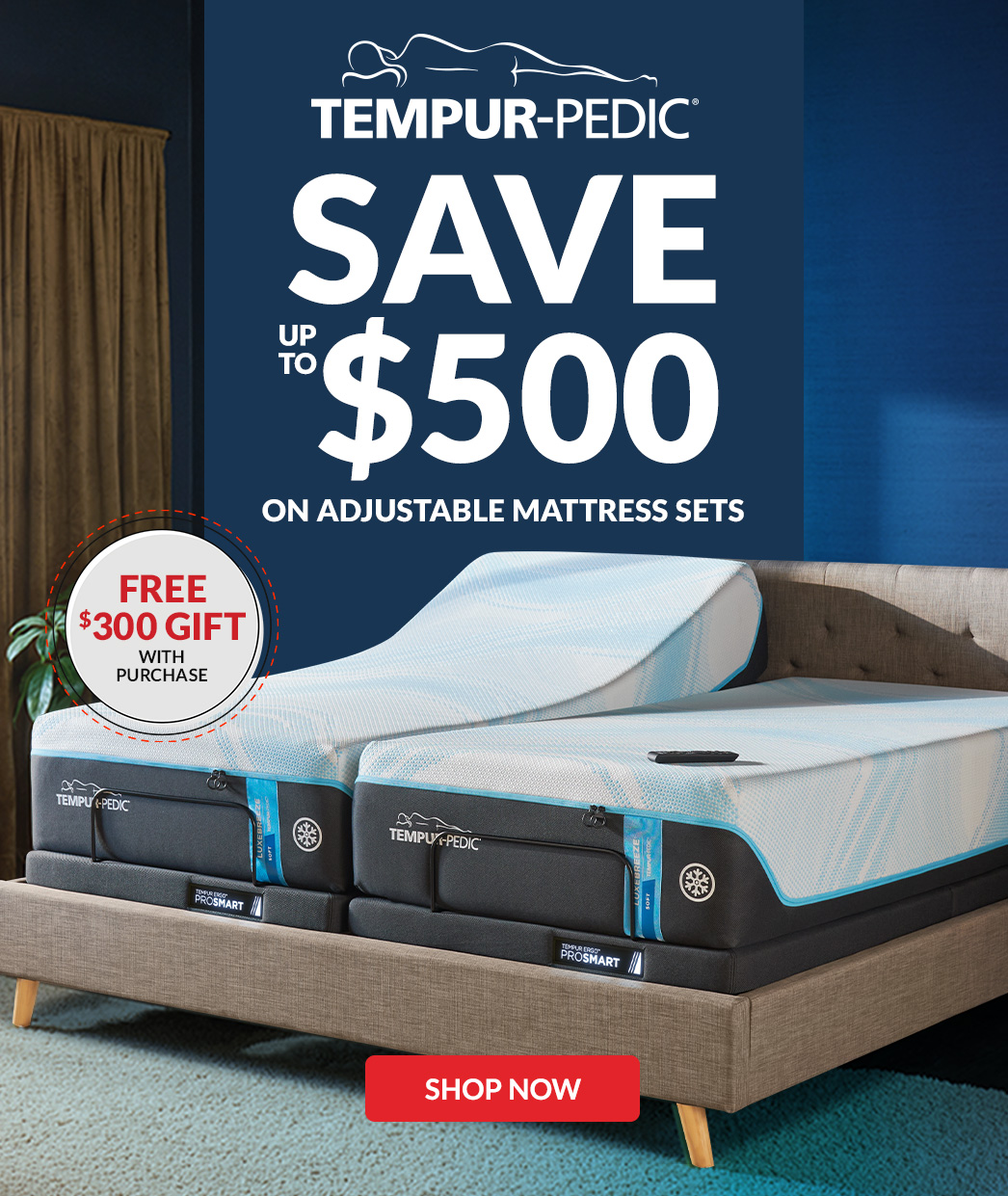 Tempur-Pedic save up to $500 on adjustable mattress sets