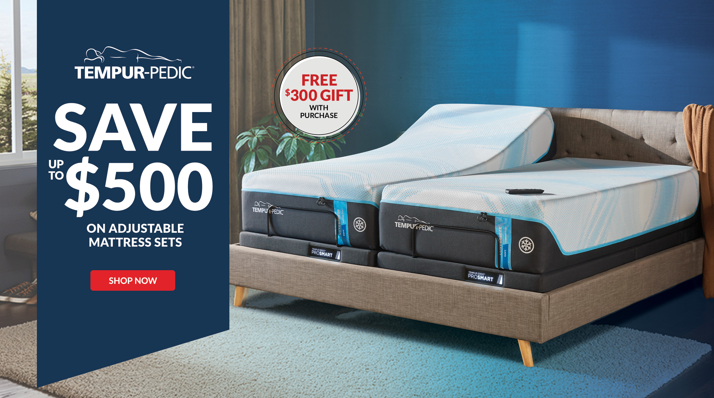 Tempur-Pedic save up to $500 on adjustable mattress sets