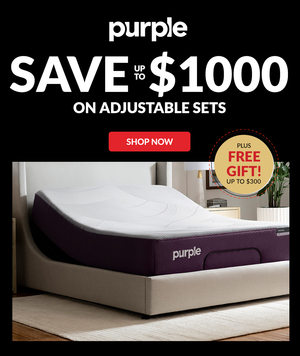 Purple Save up to $100 on adjustable sets