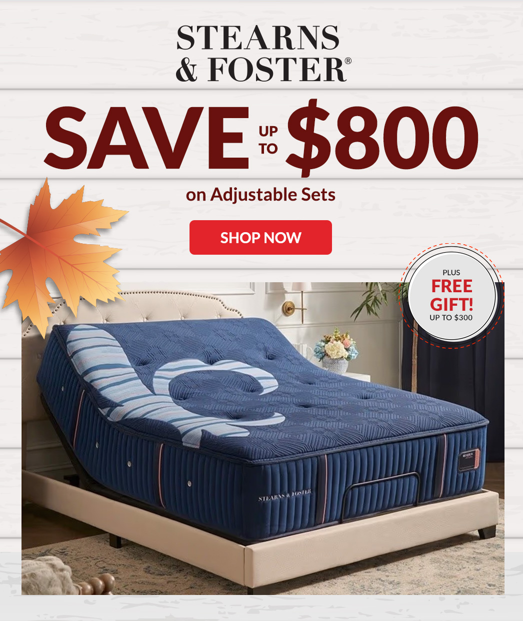 Stearns and Foster Save up to $800 on Adjustable Sets