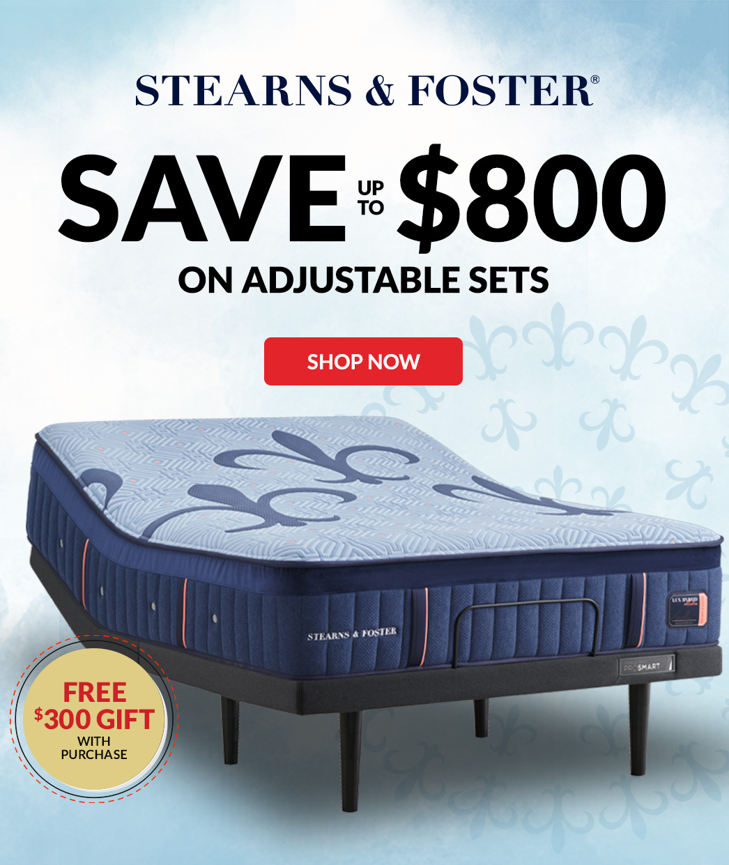 Stearns & Foster save up to $800 on adjustable sets