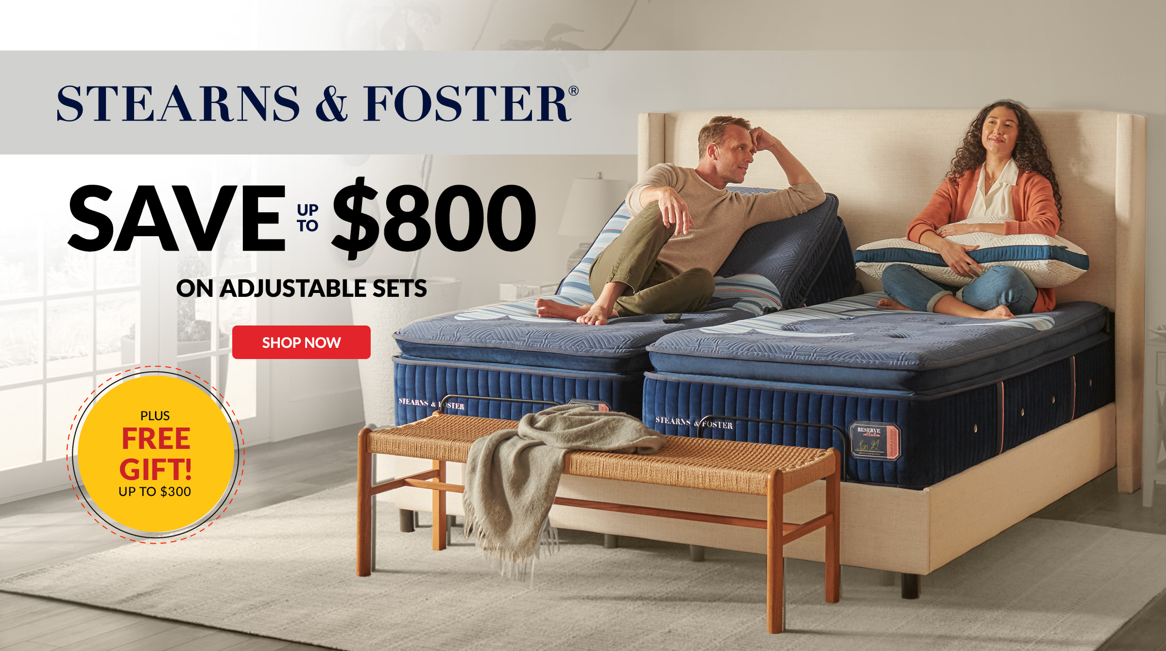 Stearns & Foster Save up to $800 on Adjustable Sets