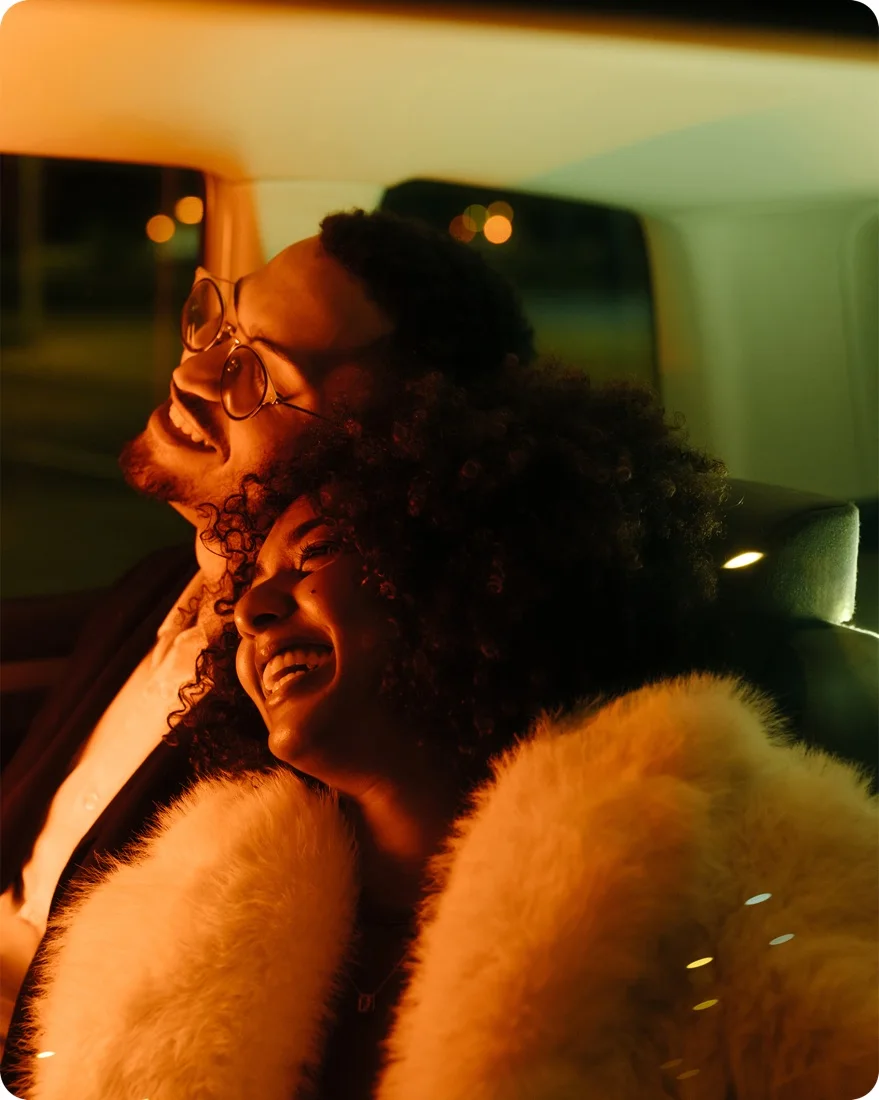 Two friends enjoying a night out