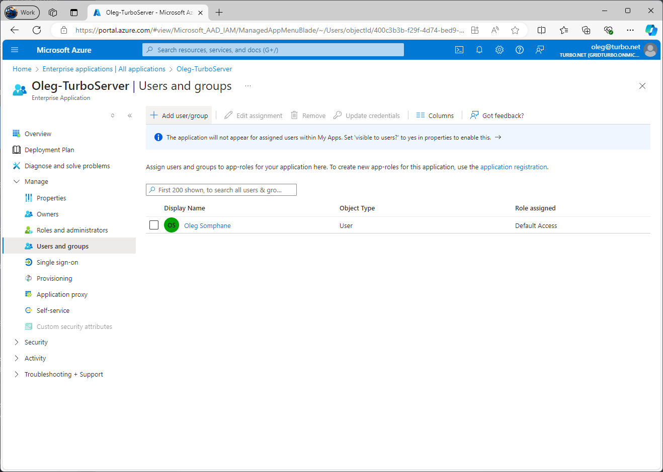 Add users and groups to Azure AD Application Assignment