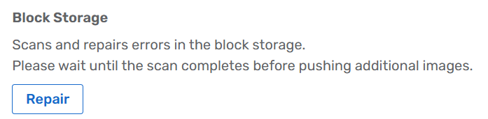 Hub Storage Settings Block Storage Repair